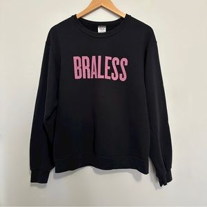 Braless Sweatshirt Graphic Cozy Women's Size Medium